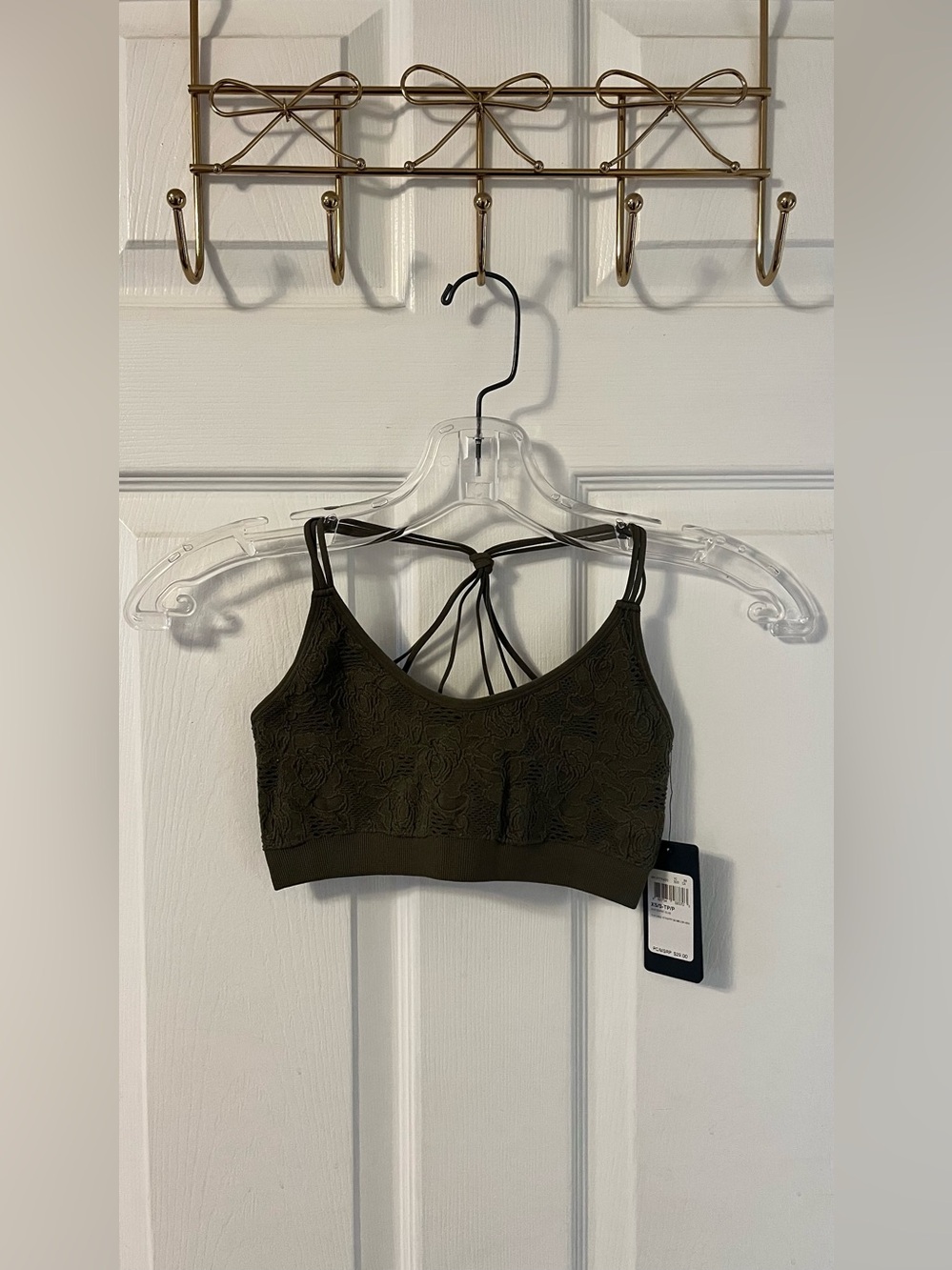 Guess Olive Green Strappy Crop Bralette